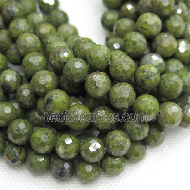 Green Epidote Beads Faceted Round