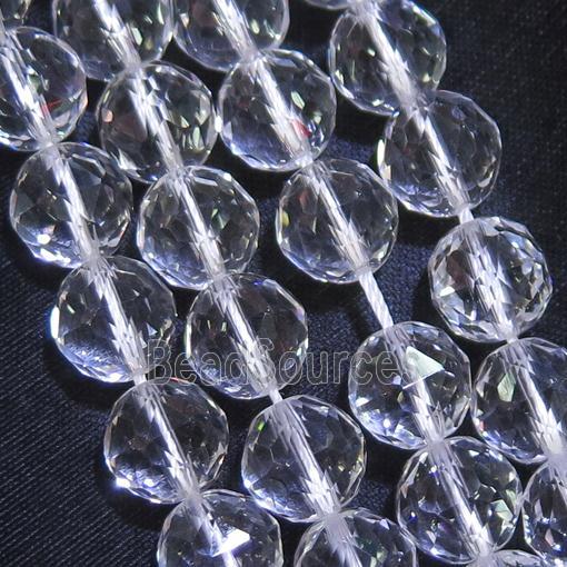 Clear Quartz Beads, faceted round, AA-grade