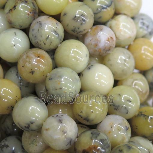 yellow Opal stone beads, round