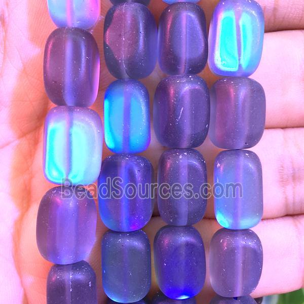 synthetic Mystic Aura Quartz Crystal cuboid Beads, gray, matte