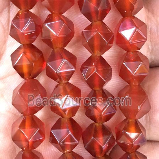 red Carnelian Agate beads, faceted round