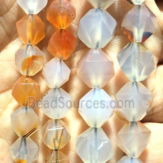 natural agate beads, faceted round