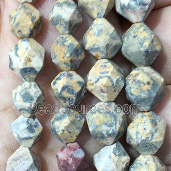 matte LeopardSkin Jasper beads, faceted round