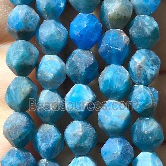 matte blue Apatite beads, cutted round