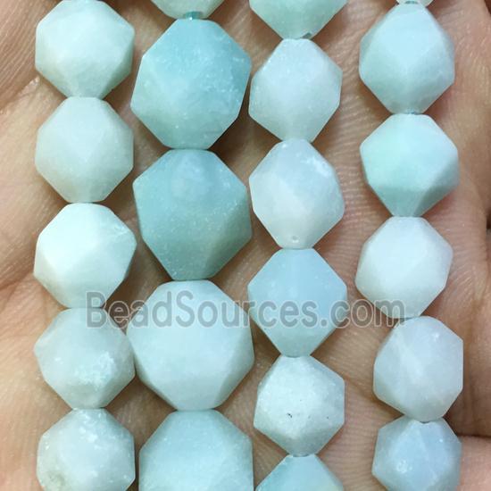 matte blue Amazonite beads, faceted round