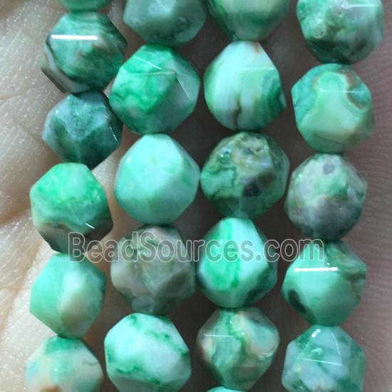 green Crzay Agate beads, faceted round