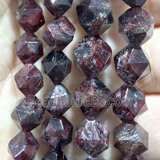 faceted round Garnet Beads, dark red