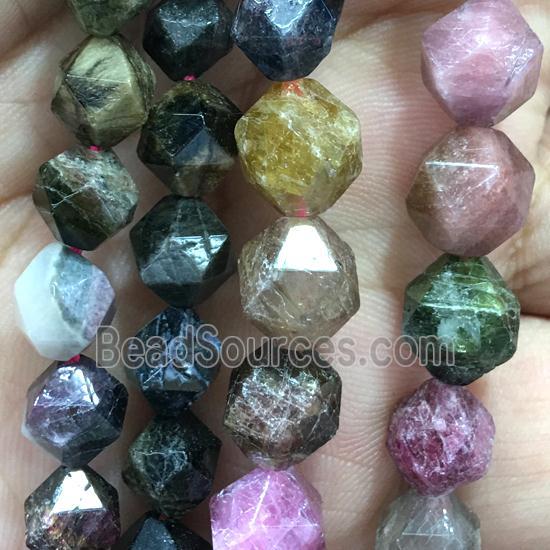 multi-color Tourmaline beads, faceted round