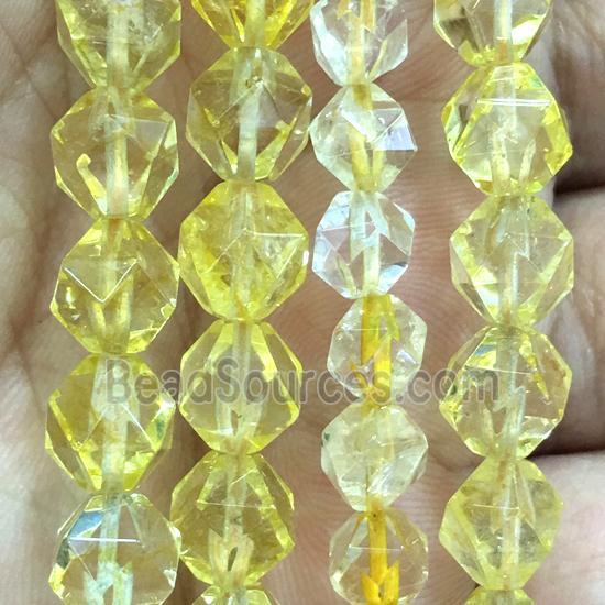 faceted round yellow Citrine beads