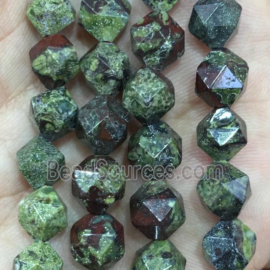 green DragonBlood Jasper beads, faceted round