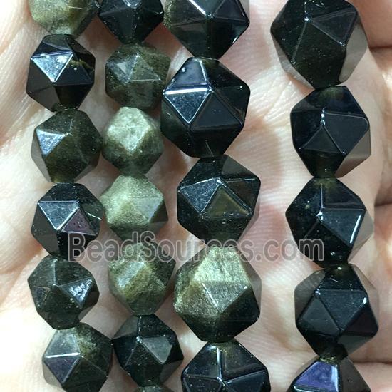 Obsidian Beads, cutted round