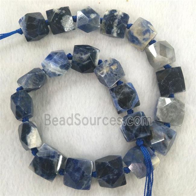 blue Sodalite beads, faceted square