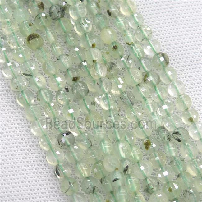 green Prehnite beads, faceted coin