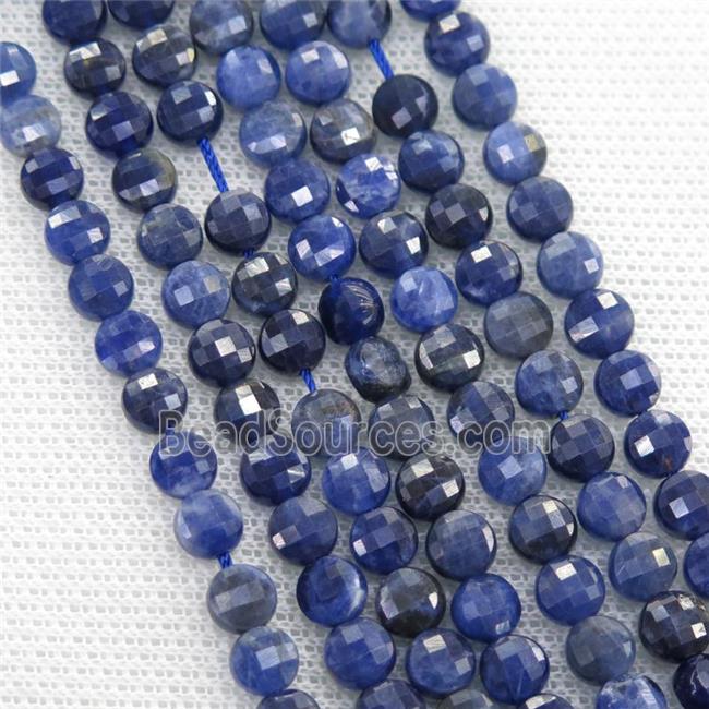 blue Sodalite beads, faceted circle