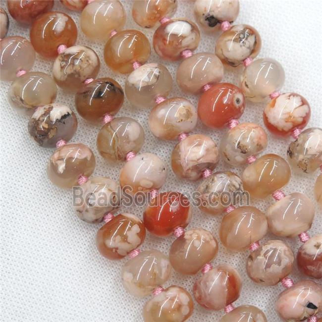 peach Cherry blossom Agate beads, rondelle