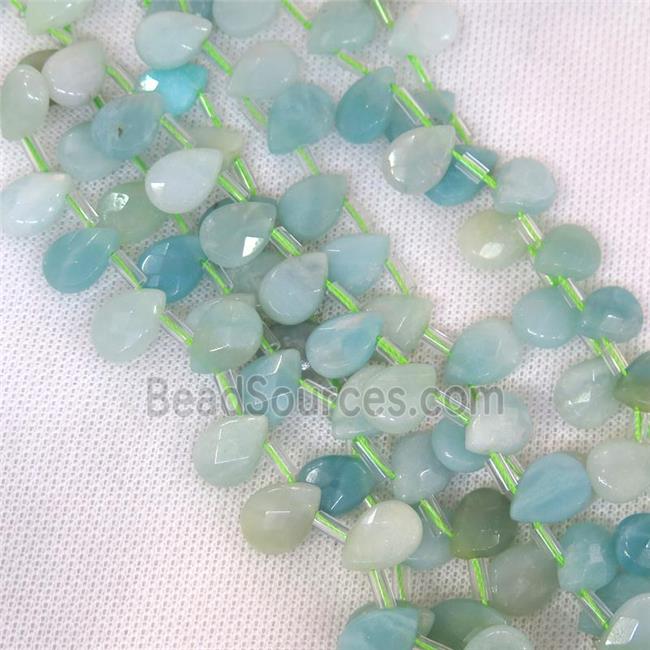 Chinese Amazonite stone bead, faceted teardrop, top-drilled