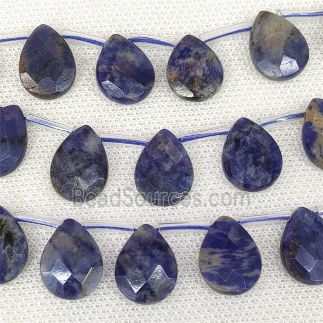 blue Lapis beads, faceted teardrop, top-drilled