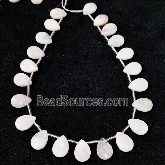 white River Jasper beads, faceted teardrop, top-drilled