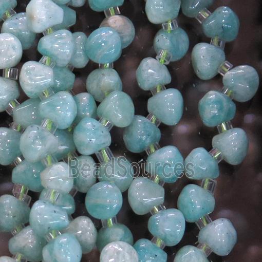 green Russian Amazonite beads, top-drilled