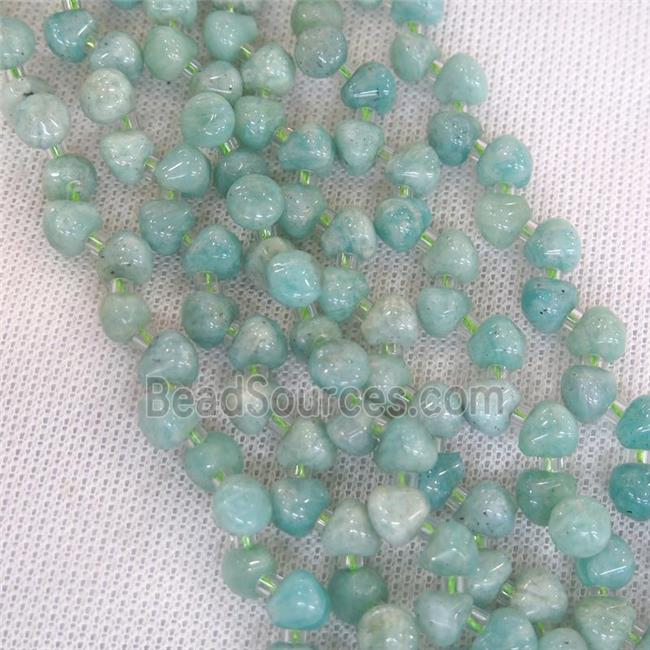 green Russian Amazonite beads, top-drilled