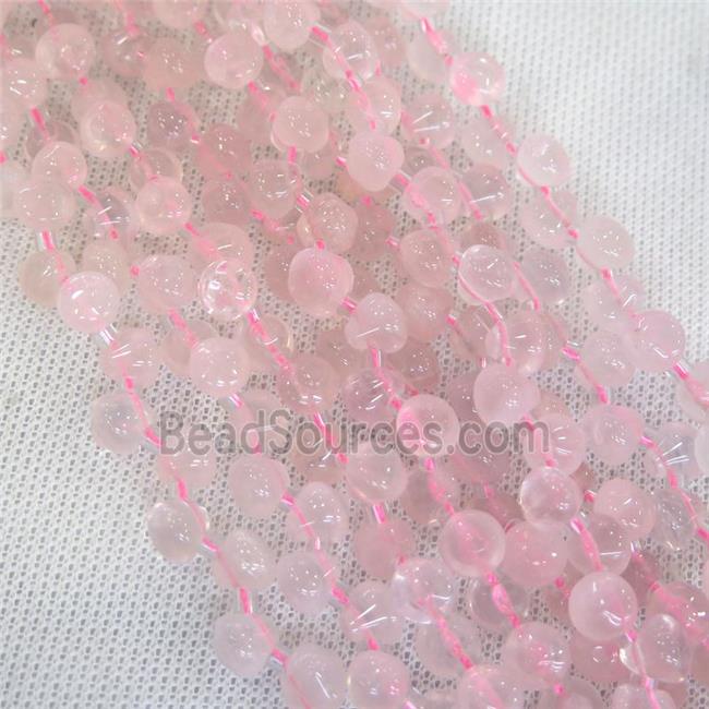 Rose Quartz teardrop beads, top-drilled