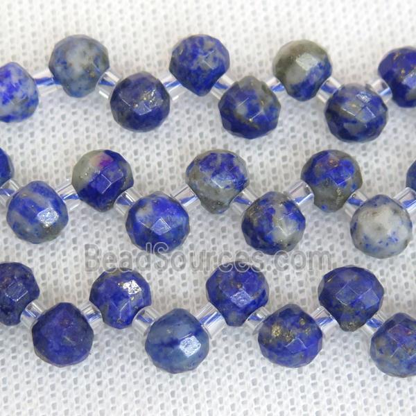 blue Lapis Lazuli beads, faceted teardrop, top-drilled