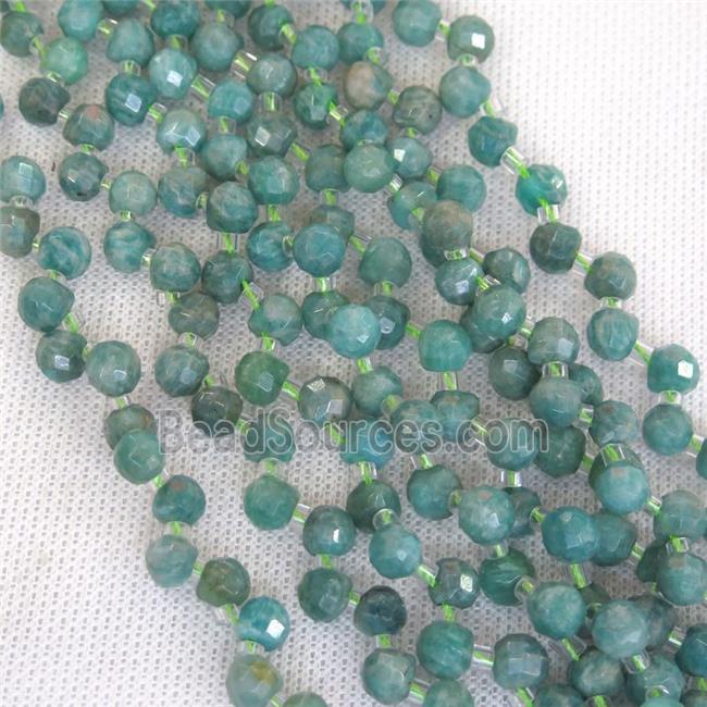 green Russian Amazonite beads, faceted teardrop, top-drilled