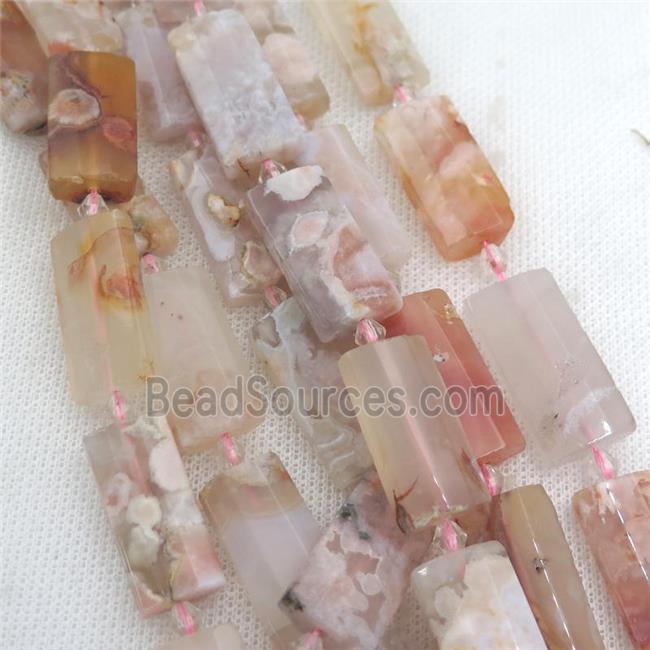 cherry blossom Agate beads, faceted rectangle