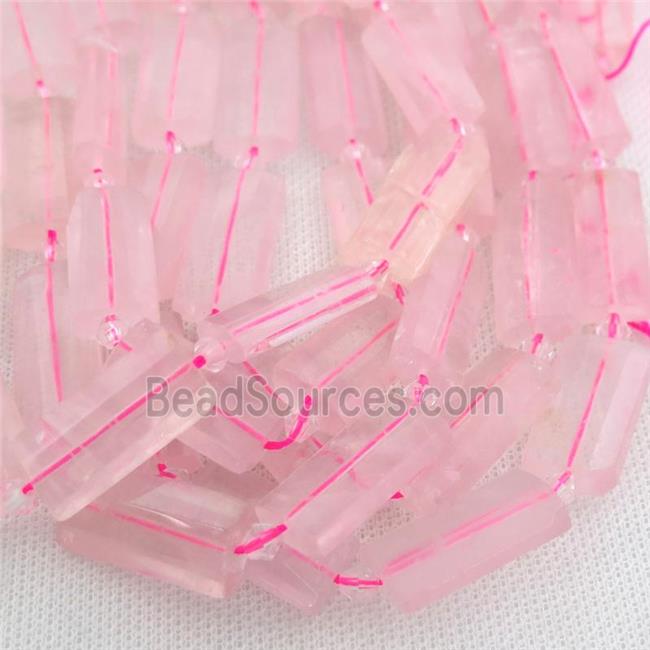 Rose Quartz Beads, faceted rectangle