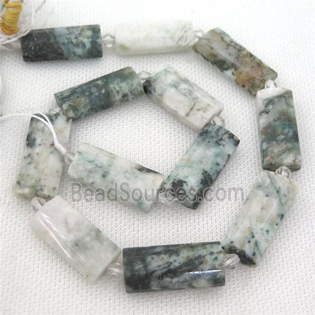 tree Agate Beads, faceted rectangle