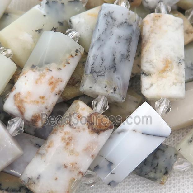 white Moss Opal Jasper Beads, faceted rectangle