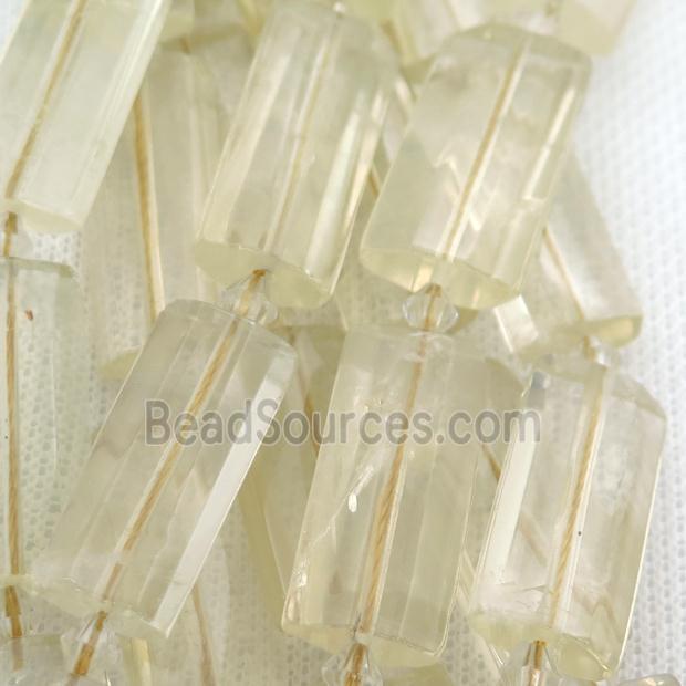 lemon Quartz Beads, faceted rectangle