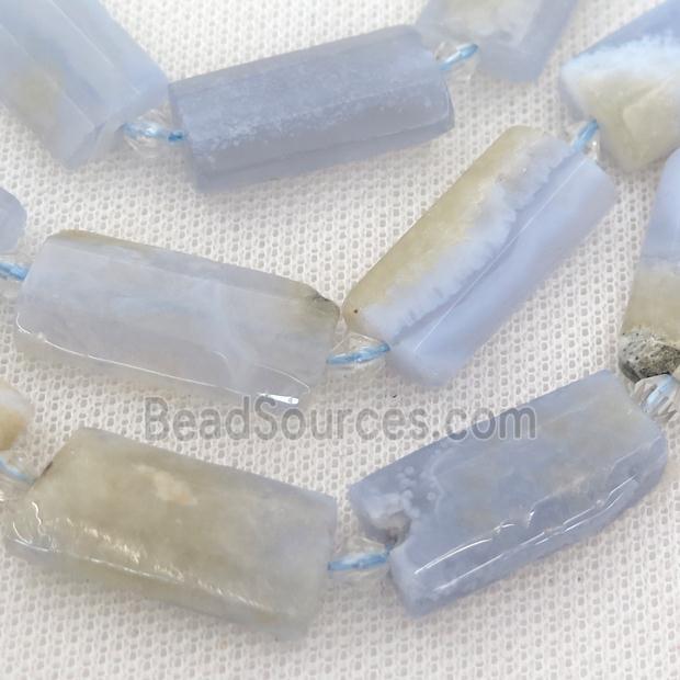 Blue Lace Agate beads, faceted rectangle