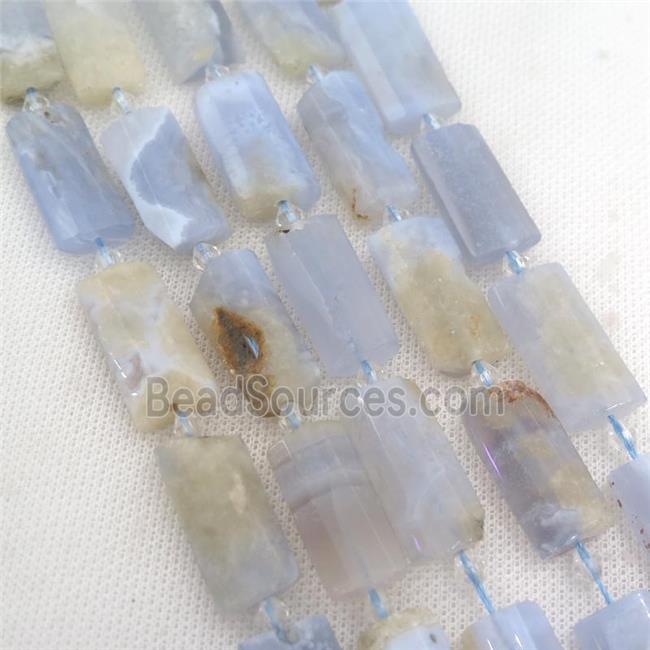 Blue Lace Agate beads, faceted rectangle