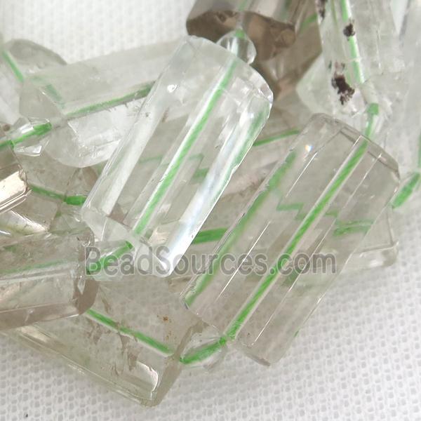 natural green Quartz Beads, faceted rectangle