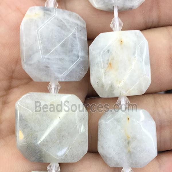 white MoonStone square Beads