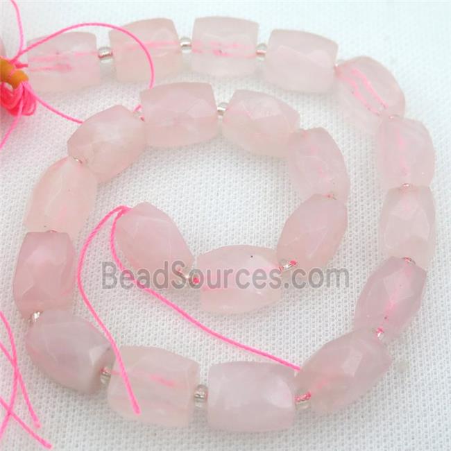 Rose Quartz Beads, faceted Cuboid