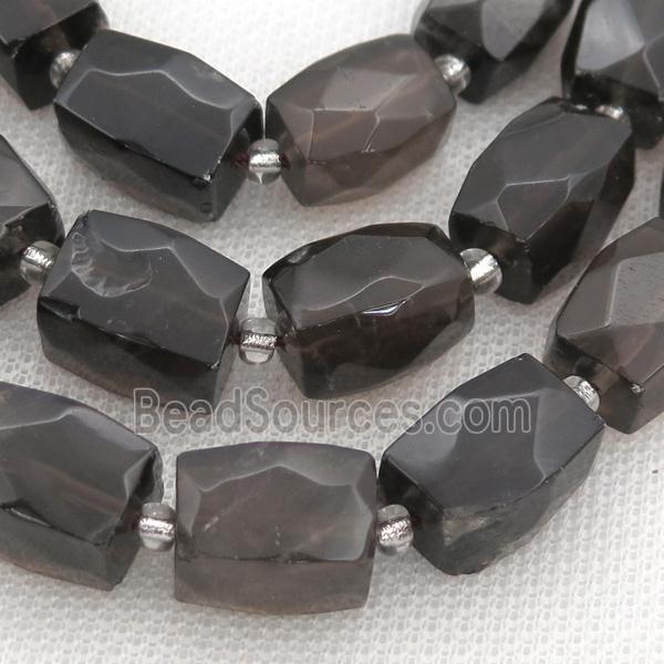 Smoky Quartz Beads, faceted Cuboid