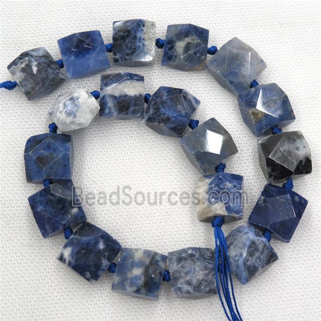 blue Sodalite beads, faceted square