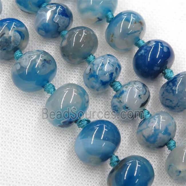 blue Cherry blossom Agate rondelle beads