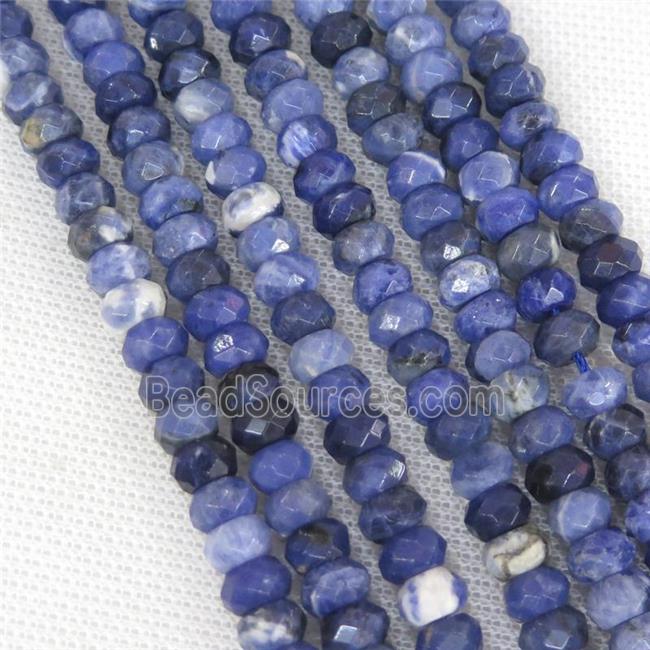 blue Sodalite beads, faceted rondelle