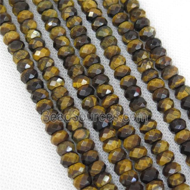 Tiger eye stone beads, faceted rondelle