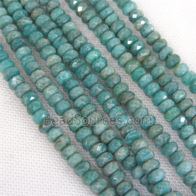 green Russian Amazonite beads, faceted rondelle