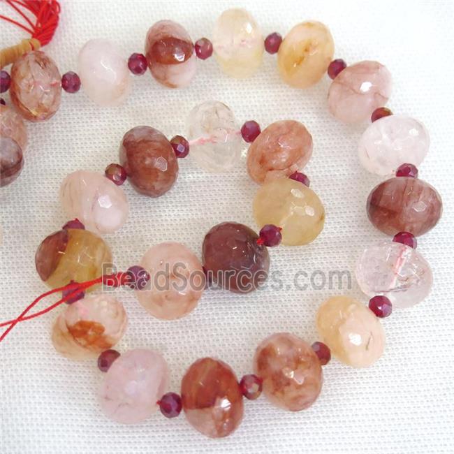 red Iron Quartz beads Ferruginous faceted rondelle