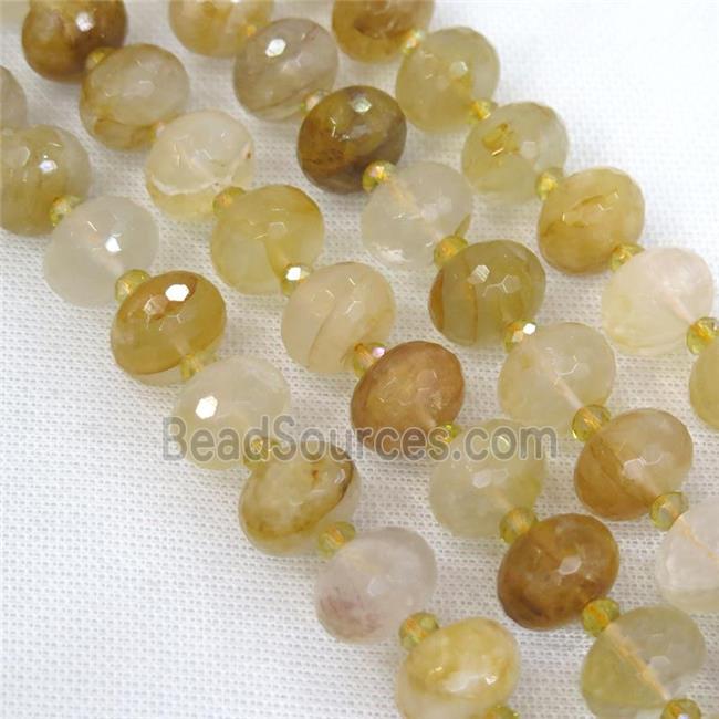 yellow Iron Quartz beads Ferruginous faceted rondelle