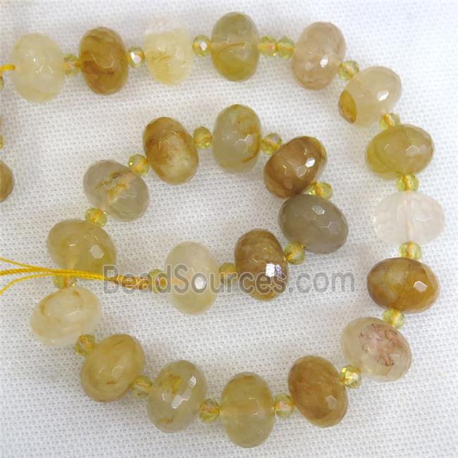 yellow Iron Quartz beads Ferruginous faceted rondelle