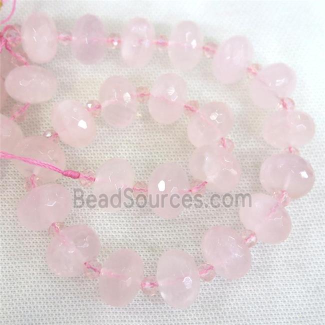 Rose Quartz Beads, faceted rondelle