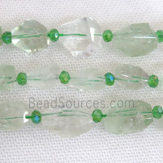 green Quartz beads, freeform