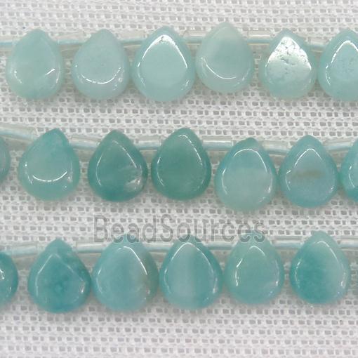 blue Amazonite teardrop beads, top-drilled