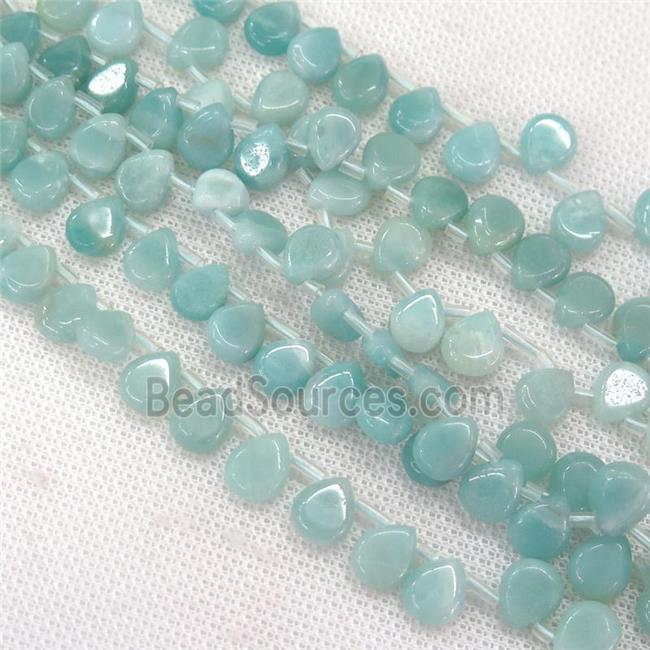 blue Amazonite teardrop beads, top-drilled